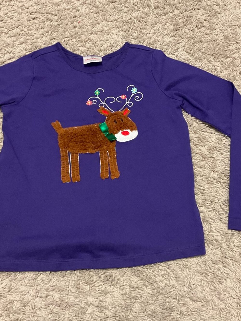 Hanna Andersson t-shirt with with 3d deer applique. Size: 140 (US 10).